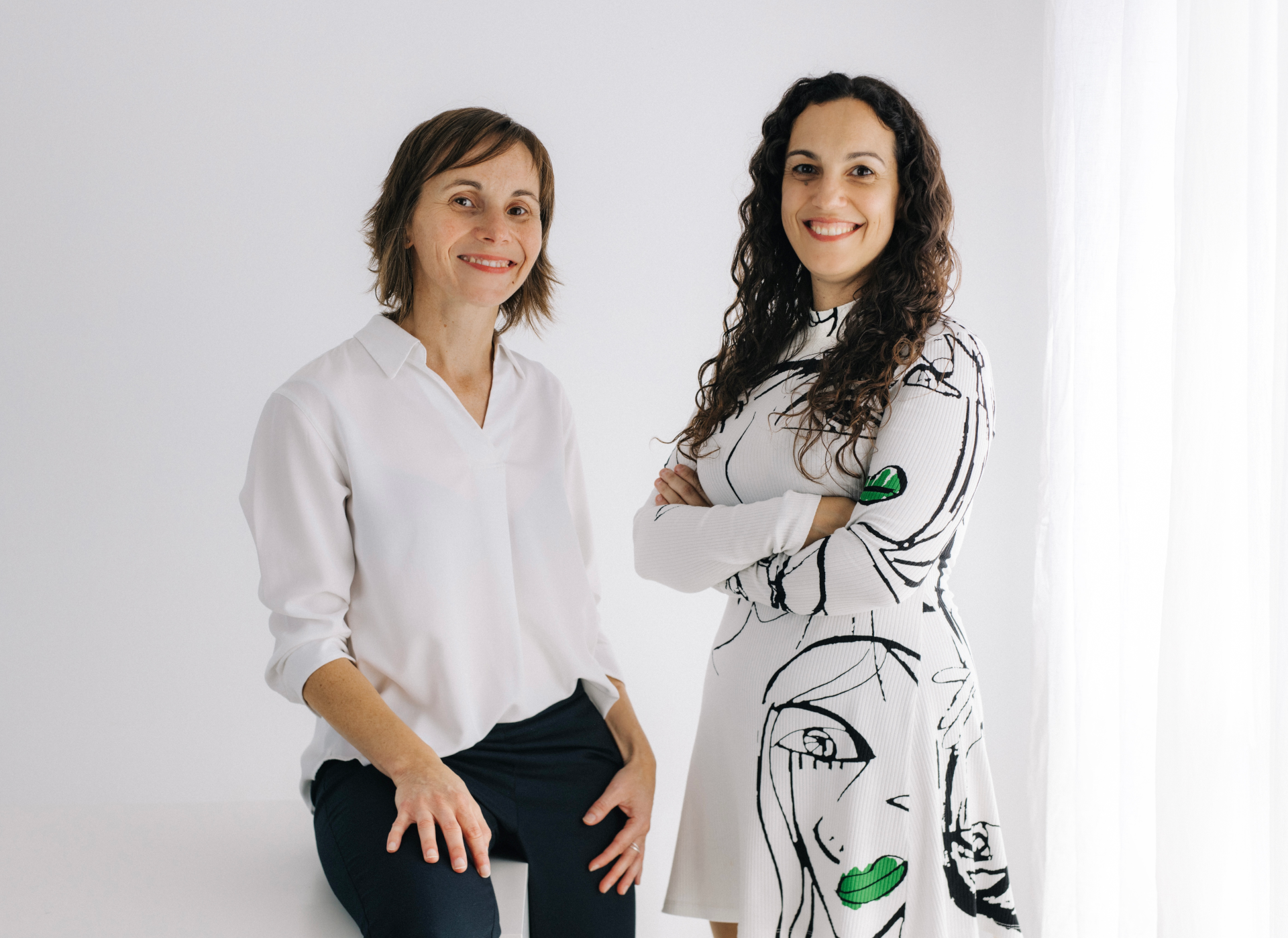 Nuria Vidal Domper and Sílvia Forns Castells, founders of DOMPERCASTELLS and DC OASIS, in a studio portrait